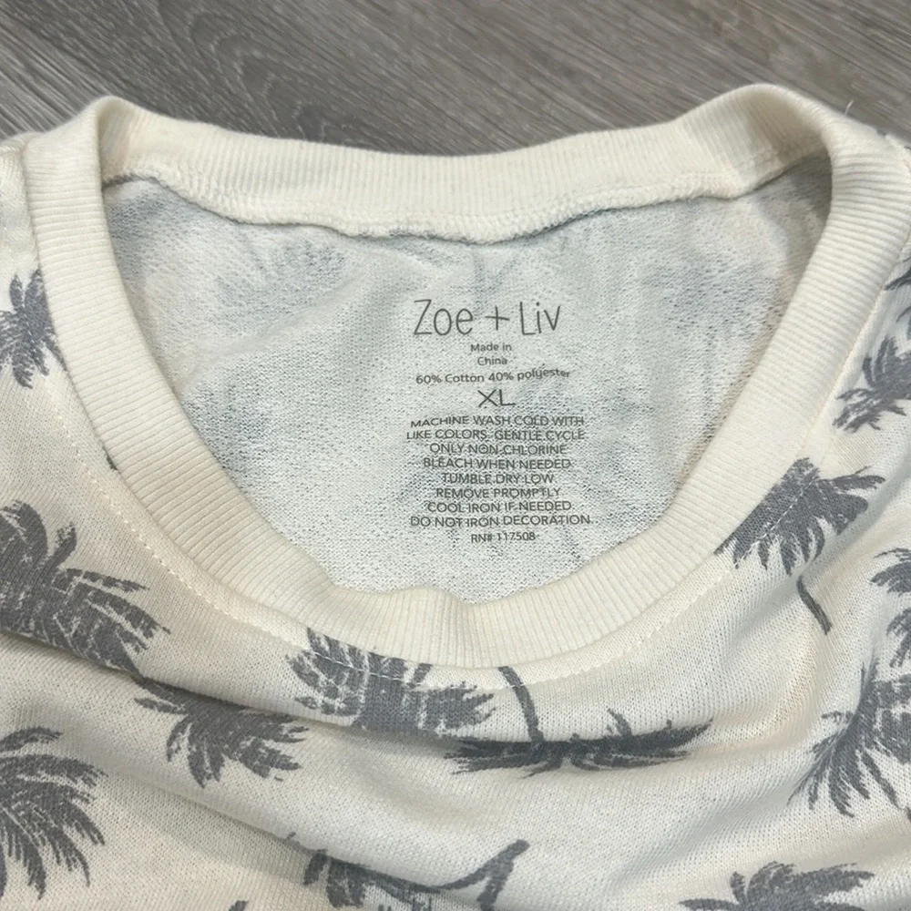Women’s Long Sleeve Pullover Sweater Shirt Palm Tree Cropped Crop Shirt XL